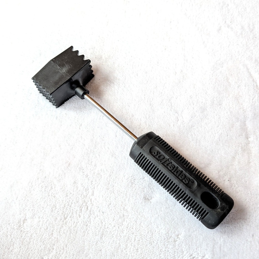 Softsides Meat Tenderizer Mallet Dual Sided Non-Slip Grip Black 9.5 Inch